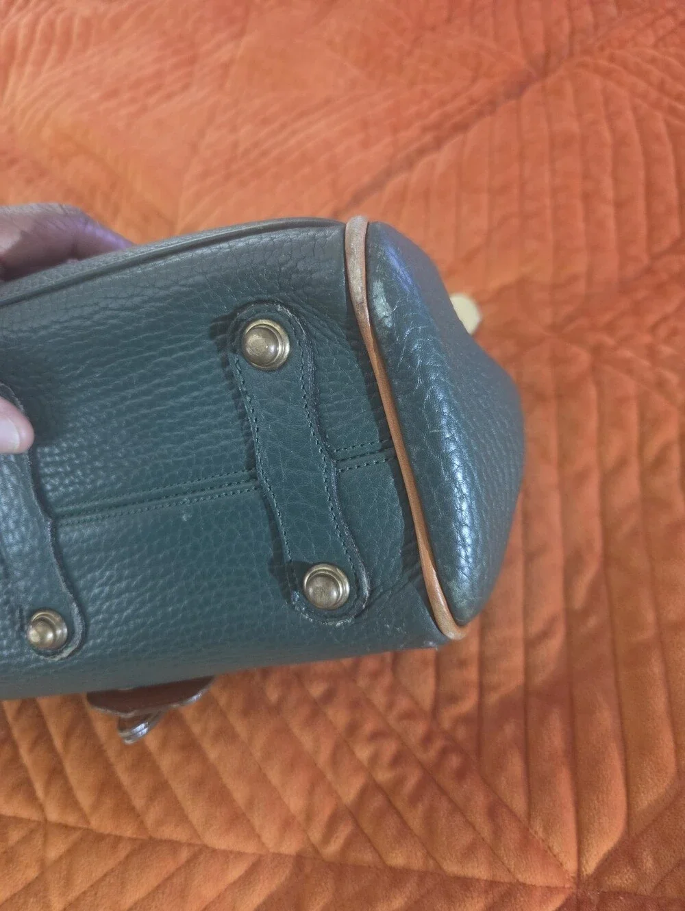 Vintage Dooney & Bourke AWL Green Equestrian Satchel